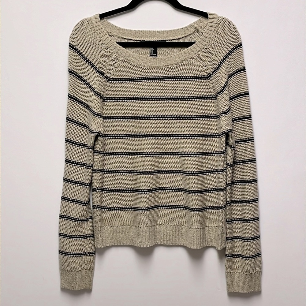 Beige Sweater with Black Stripes
